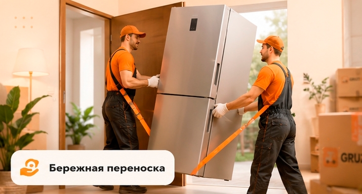 Грузчики несут коробки
