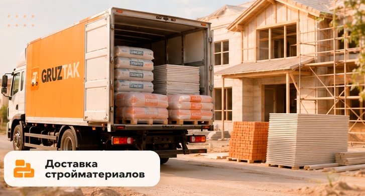 Загрузка грузовика стройматериалами